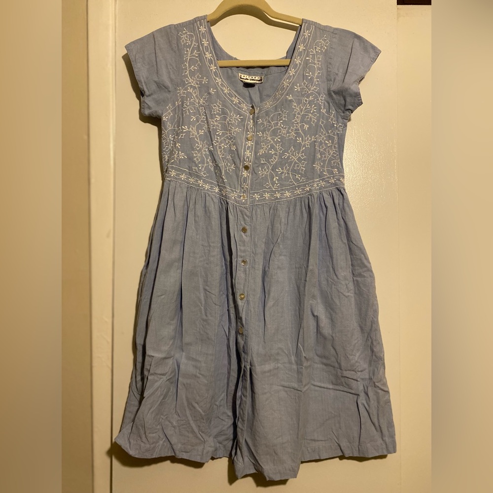 Vintage Denim Dress with Embroidery Detail